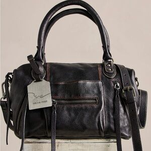 Black Leather Baby Emerson Satchel Bag